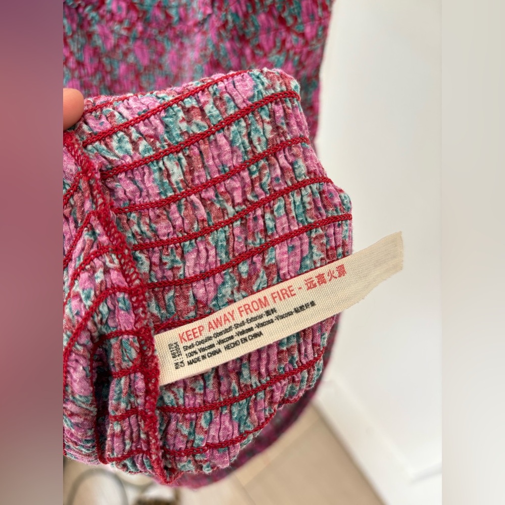 Free People Intimately Juniper Floral Mini Dress Smocked Bodycon Pink Sz Small - Picture 10 of 14
